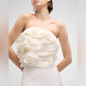 SIMKHAI Kirsten bustier top with raw-edge ruffles - size 2 - new without tags